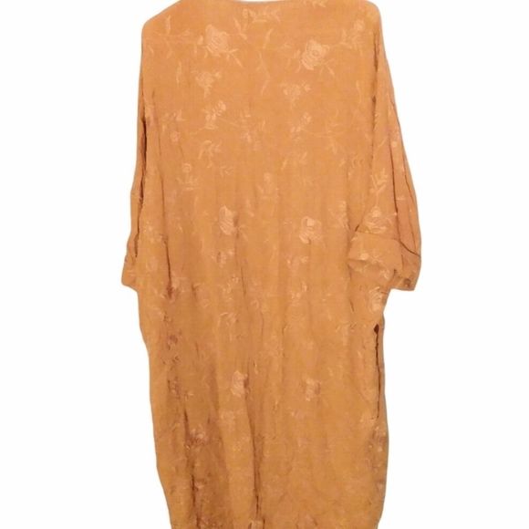 Forever 21 Floral Embroided Kamoto Dress Jacket Size Large Color Brown Mustard - Picture 2 of 4